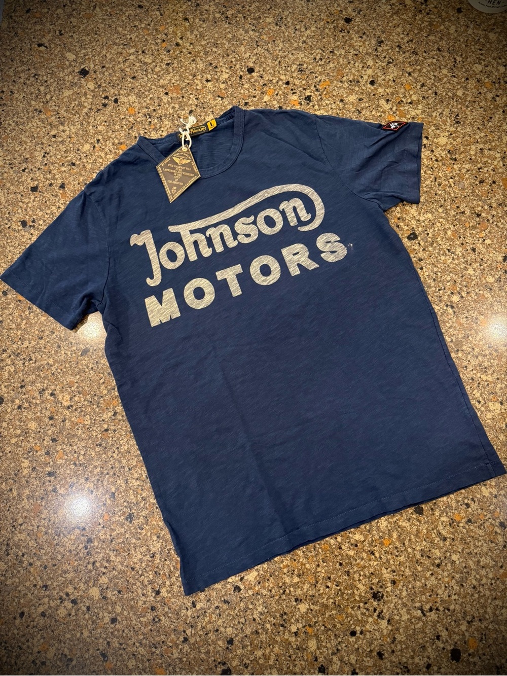 Johnson Motors “38” vintage slub moto tee. NWT